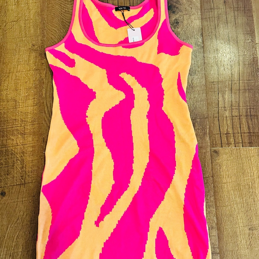Vibrant Pink and Orange Women's Dress
